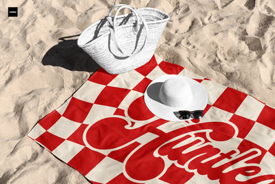 Personalized Vans CHECKER Pattern in Retro style Round Beach towel with Name, Large 60” Round beach towel gift, Birthday Anniversary Gift - CustomCooper