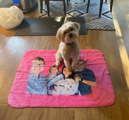 Custom Pet Blanket Using Pet Photo + Name Custom Dog Blanket Personalized Dog Blankets Cat Picture Blanket Pet Photo Blanket Dog Dad Gift