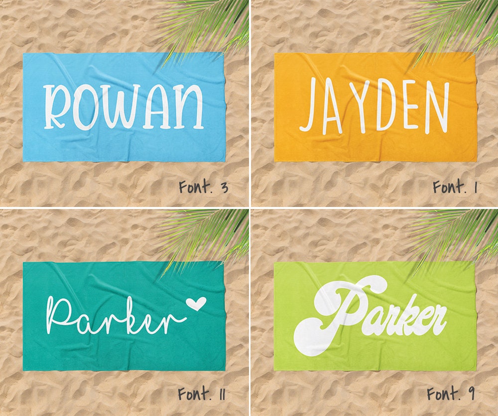 Bold Font Style Personalized Beach Towel Personalized Name Bath Towel Custom Pool Towel Beach Towel With Name Outside Birthday Vacation Gift