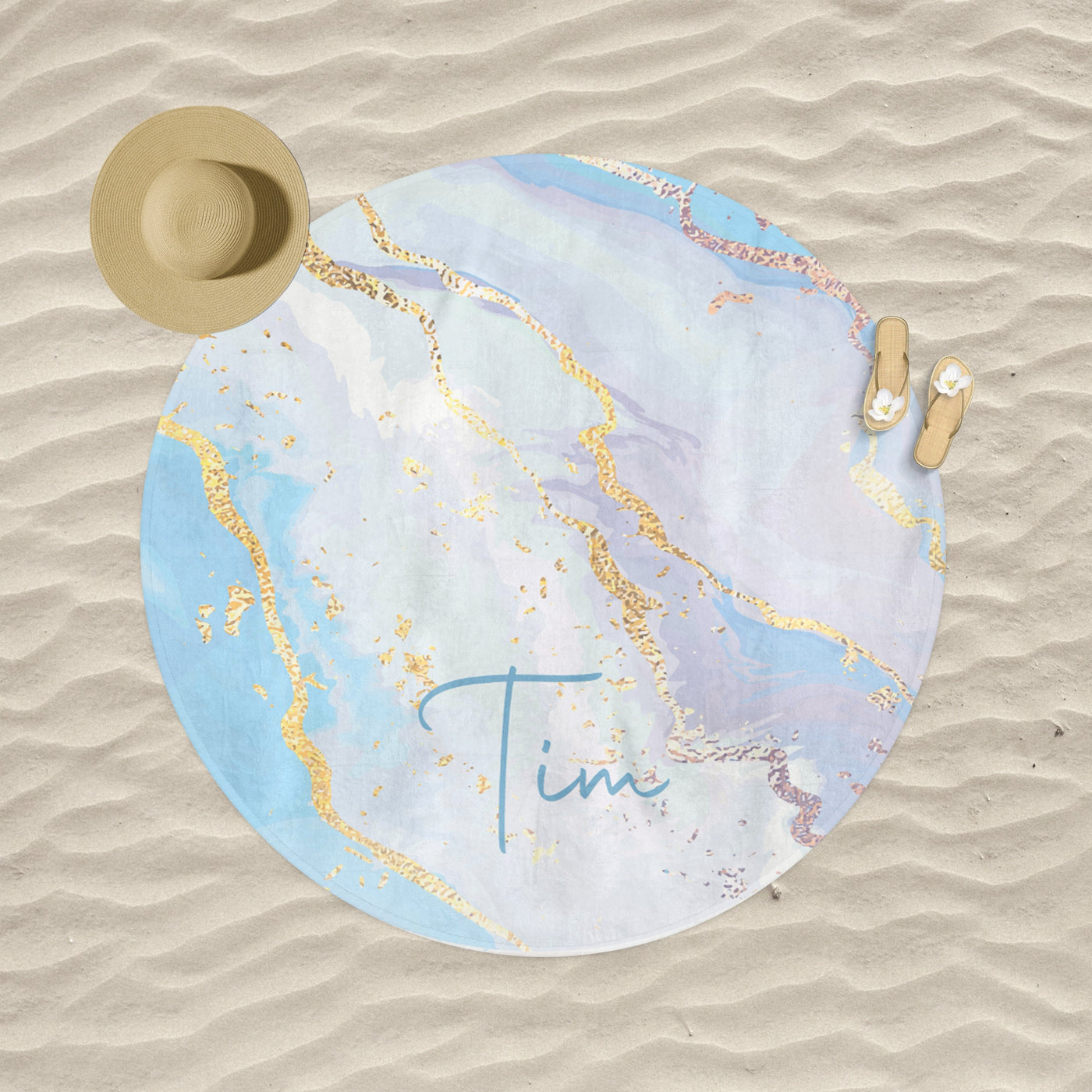 Personalized Round Gradient Style Print And Glitter Beach Towel, Custom Pool Towel Beach Towel With Name Outside Birthday Vacation - CustomCooper