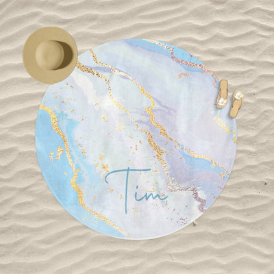Personalized Round Gradient Style Print And Glitter Beach Towel, Custom Pool Towel Beach Towel With Name Outside Birthday Vacation - CustomCooper
