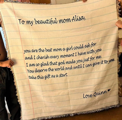 Letter Blanket, Personalized Gift, Woven Handwriting Custom Throw for Dad, Mother’s Day, Grandparent, Valentine day, Anniversary