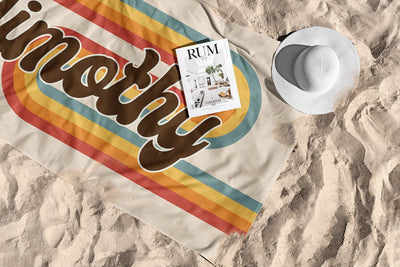 GROOVY Style Personalized Beach Towel Personalized Name Bath Towel Custom Pool Towel Beach Towel With Name Outside Birthday Vacation Gift - CustomCooper