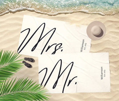 Mr Mrs Beach Personalized Beach Towels