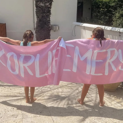 Bold Font Style Personalized Beach Towel Personalized Name Bath Towel Custom Pool Towel Beach Towel With Name Outside Birthday Vacation Gift - CustomCooper