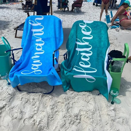 Scripty Style Personalized Beach Towel Personalized Name Bath Towel Custom Pool Towel Beach Towel With Name Outside Birthday Vacation Gift