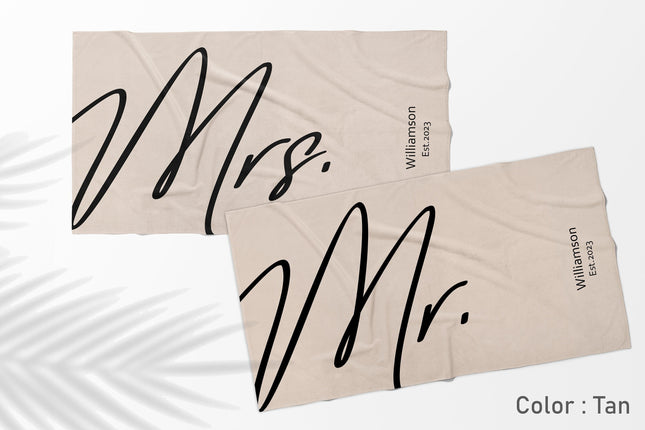 Mr Mrs Beach Personalized Beach Towels - CustomCooper