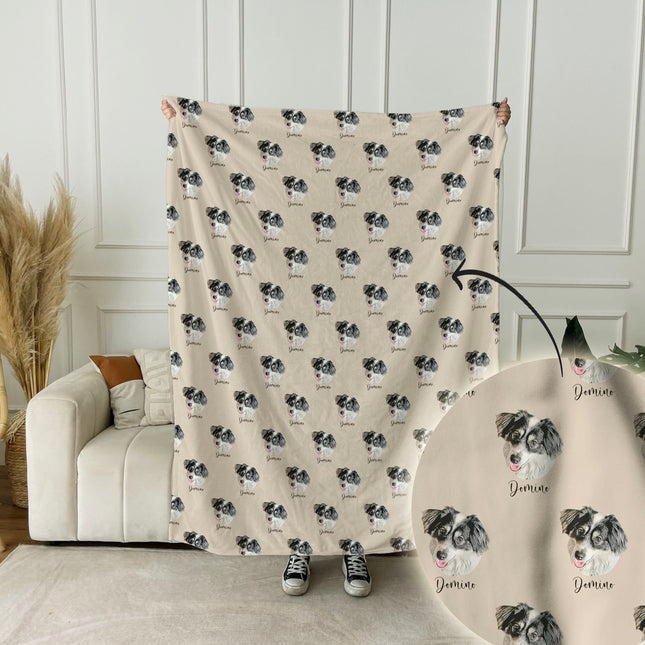 Personalized custom pet blanket, custom pet photo portrait blanket, soft flannel blanket, dog bed blanket, DOG face custom photo blanket - CustomCooper