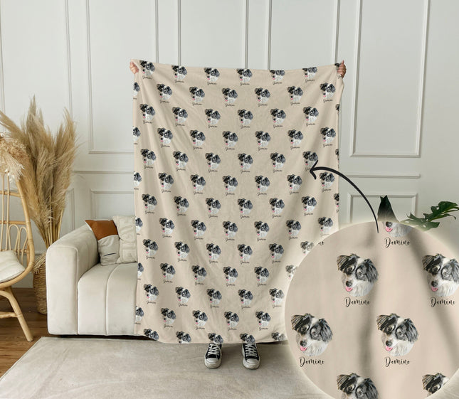 Personalized custom pet blanket, custom pet photo portrait blanket, soft flannel blanket, dog bed blanket, DOG face custom photo blanket - CustomCooper