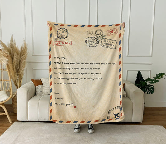 Personalized Love Letter Blanket, Handwriting Blankets for Mom, Dad, Father's Day, Grandparent, Wedding, Anniversary