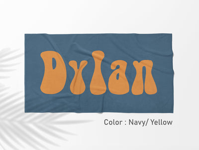 RETRO Style Personalized Beach Towel Personalized Name Bath Towel Custom Pool Towel Beach Towel With Name Outside Birthday Vacation Gift - CustomCooper