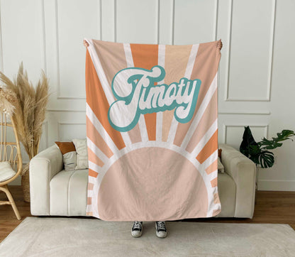 Groovy RETRO Style Personalized Blanket Personalized Name Blanket Custom Blanket With Name Outside Birthday Vacation Gift