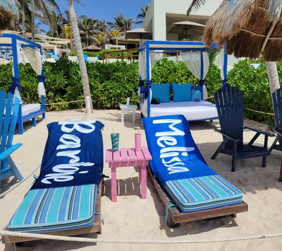 Bold Font Style Personalized Beach Towel Personalized Name Bath Towel Custom Pool Towel Beach Towel With Name Outside Birthday Vacation Gift - CustomCooper