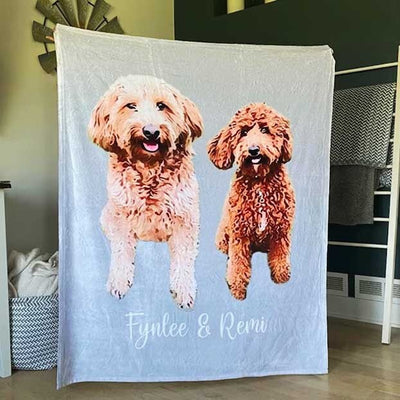Custom Pet Blanket Using Pet Photo + Name Custom Dog Blanket Personalized Dog Blankets Cat Picture Blanket Pet Photo Blanket Dog Dad Gift - CustomCooper