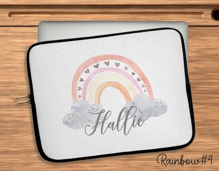 Personalize name I Pad Case with water color paint rainbow , Back to school supply , birthday gift idea