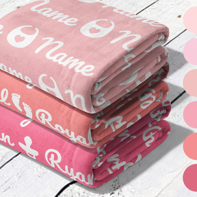 BABY PINKS Personalized Color Blanket, Minky or Sherpa custom blanket, Baby blanket, Kids Blanket, birthday gift idea - CustomCooper
