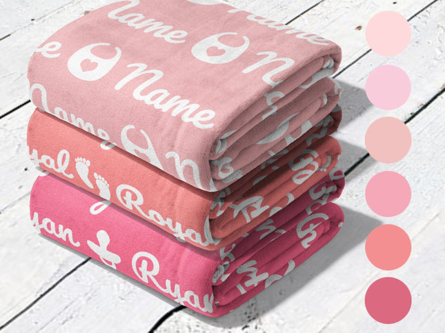 BABY PINKS Personalized Color Blanket, Minky or Sherpa custom blanket, Baby blanket, Kids Blanket, birthday gift idea - CustomCooper