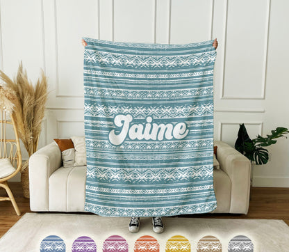 Personalized NEW Style Pattern in vintage rustic style blanket with Name, Custom blanket gift, Birthday Anniversary Gift