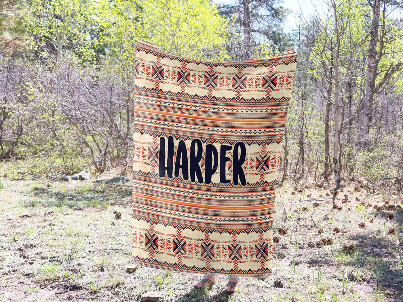 RUSTIC Style personalize blanket with custom name, Minky or Sherpa custom blanket, Baby blanket, birthday gift idea - CustomCooper