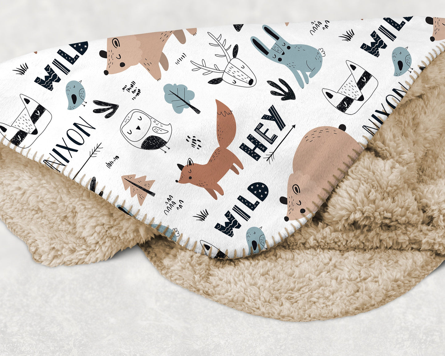 Kids Animal Design Personalize blanket, Minky or Sherpa custom blanket, Baby blanket, Kids Blanket, birthday gift idea