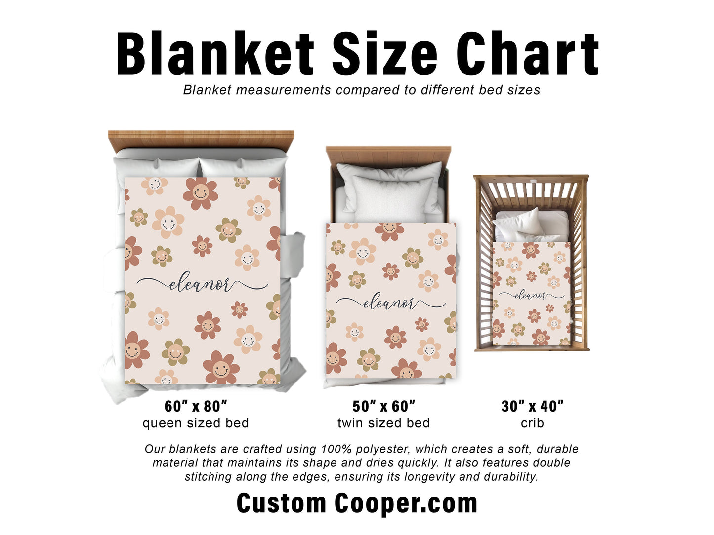 Personalized Watercolor floral in vintage rustic style blanket with Name, Custom blanket gift, Birthday Anniversary Gift