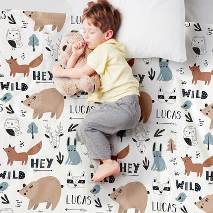 Kids Animal Design Personalize blanket, Minky or Sherpa custom blanket, Baby blanket, Kids Blanket, birthday gift idea - CustomCooper