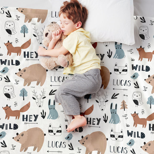 Kids Animal Design Personalize blanket, Minky or Sherpa custom blanket, Baby blanket, Kids Blanket, birthday gift idea - CustomCooper