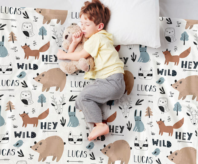 Kids Animal Design Personalize blanket, Minky or Sherpa custom blanket, Baby blanket, Kids Blanket, birthday gift idea - CustomCooper