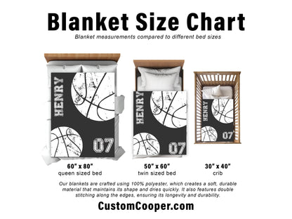 Personalized Sports team blanket with Name, Custom blanket gift, Birthday Christmas gift