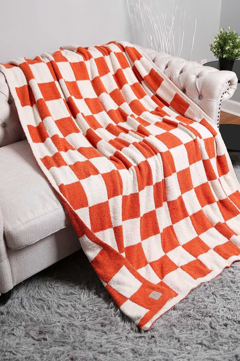Reversible Checkerboard Patterned Throw Blanket gift, Birthday Anniversary Gift
